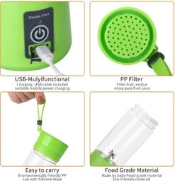 Draagbare Blender - USB Oplaadbaar - Smoothie Beker 380ml - Blauw -Merkloos Winkel 1156x1200 15