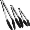 3x Keukentang RVS - Serveertang - BBQ Tang - Barbequetang - Vleestang - 3 Handige Maten - 33 Cm 27 Cm En 20 Cm - Zwart