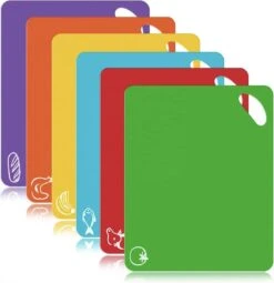De Millennials Duurzame Snijplanken Set 6 Stuks - Rood - Blauw - Geel - Groen - Paars- Orange- Decoratie - Hittebestendig - Makkelijk Schoon - Herbruikbare - Keukenaccessoires - Cadeau- Vaatwasserbestendig - Koken - Vlees - Groenten - Vis - Brood