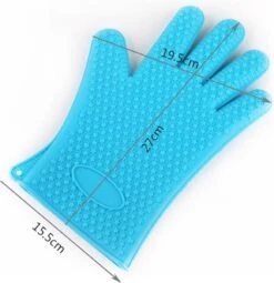 Merkloos Hittebestendige Siliconen Ovenwant - Antislip BBQ & Keuken Handschoenen - 2 Stuks - Blauw -Merkloos Winkel 1162x1200 3