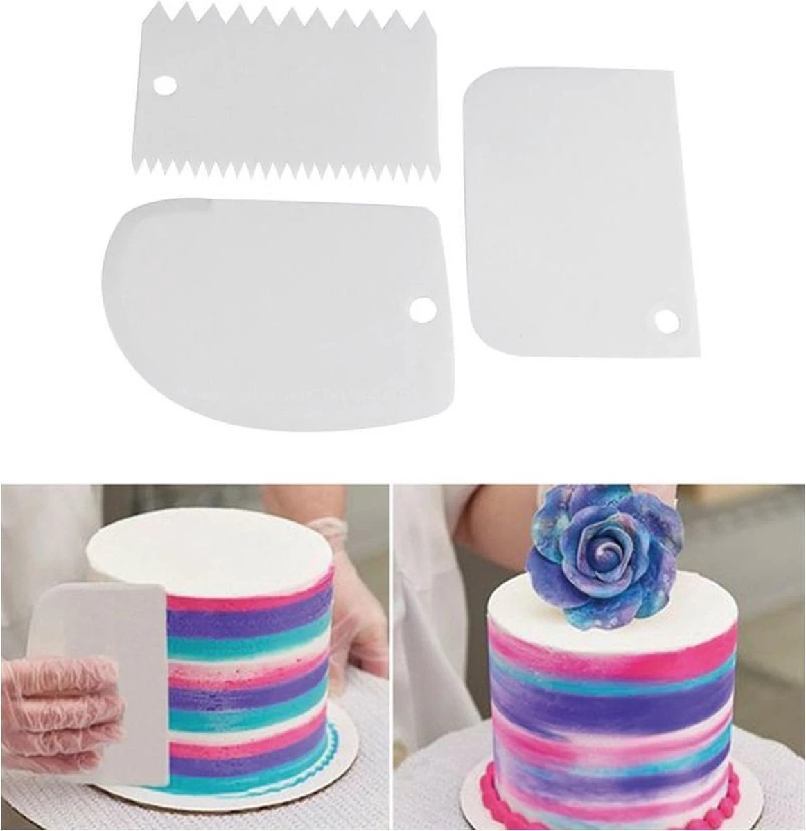 Merkloos Taartschraper - Deegschraper - Deegkrabber - Fondant Schraper - 3-Delig - Icing Of Botercrème - Patisserie - Pizza Deeg - Spatel Voor Taart - Vaatwasserbestendig 2 Merkloos Taartschraper - Deegschraper - Deegkrabber - Fondant Schraper - 3-Delig - Icing Of Botercrème - Patisserie - Pizza Deeg - Spatel Voor Taart - Vaatwasserbestendig - Afbeelding 2