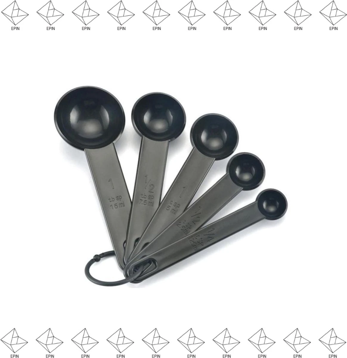 Merkloos EPIN Maatlepel Set 5-delig - Maatlepel - Zwart 1 Merkloos EPIN Maatlepel Set 5-delig - Maatlepel - Zwart