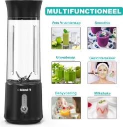 Blend !T Draagbare Mini Blender To Go - Portable Smoothie Maker - Draadloos - USB-oplaadbaar - 500 ML - Zwart -Merkloos Winkel 1164x1200 24