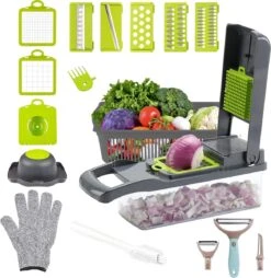 15-Delige Groentesnijder - Groentensnijder - Groentehakker - Slicer Dicer - Mandoline Keukensnijder - Allessnijder - Uiensnijder