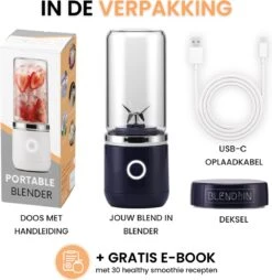 Blend In - Blender To Go - Smoothie Maker - Oplaadbare Mini Blender - Smoothies & Shakes - Draadloos & Draagbaar - Fruit Mixer - USB Oplaadbaar - 350ML - Navy Blauw -Merkloos Winkel 1169x1200 13