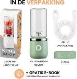 Blend In - Blender To Go - Smoothie Maker - Oplaadbare Mini Blender - Smoothies & Shakes - Draadloos & Draagbaar - Fruit Mixer - USB Oplaadbaar - 350ML - Groen -Merkloos Winkel 1169x1200 15