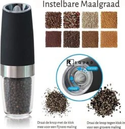 RSQUAD® - Elektrische Zout Pepermolen - 1x Automatische Peper Zoutmolen - Kruidenmolen - Met Blauw LED Licht - Zwart -Merkloos Winkel 1169x1200 3