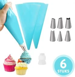Spuitzak Met Spuitmondjes | Herbruikbaar | 6 Spuitmondjes | Blauw