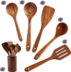 Luverno® - Keukengerei Set - 6 Delig - Teakhout - Keukenset - Keukengerei - Keukengerei Set Met Houder - Keukengerei Houder - Spatelpot - Bruin -Merkloos Winkel 1174x1200 7