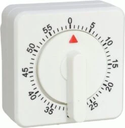Gerimport - Kookwekker - Eierwekker - Analoog - Wit - Vierkant