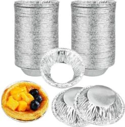 PigMig - Bakvormen Aluminium Wegwerp Bakjes - Kleine Taartvorm Rond 7cm (100 Stuks) - Cakevorm Rond, Cupcake Bakvorm, Taartvorm - Aluminium Schaal Voor Bakkerijen, Cafés, Restaurants - Duurzame Mini-foliepannen Voor Taarten, Fruittaarten