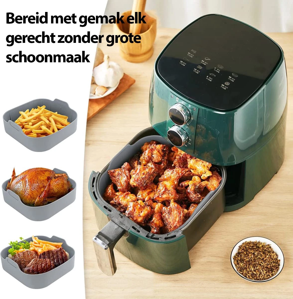 Merkloos Consumerce® Premium Vierkante Siliconen Bakplaat Voor AirFryer XXL Bruin (21cm) – AirFryer Accesoires – AirFryer Bakjes Siliconen – AirFryer Siliconen Bakje – AirFryer Bakpapier Siliconen – AirFryer Bakpapier XXL – AirFryer Bakje AirFryer Bakvorm 2 Merkloos Consumerce® Premium Vierkante Siliconen Bakplaat Voor AirFryer XXL Bruin (21cm) – AirFryer Accesoires – AirFryer Bakjes Siliconen – AirFryer Siliconen Bakje – AirFryer Bakpapier Siliconen – AirFryer Bakpapier XXL – AirFryer Bakje AirFryer Bakvorm - Afbeelding 2