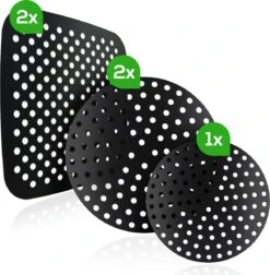 QuaLife Inductie Beschermer 5X – Inductie Afdekplaat- Panbeschermers - Rechthoekig - Rond - Inductie Mat- Onderzetters Pannen - Afdekplaat Voor Kookplat – Inductie Matjes Rond Met Gaten - Zwart