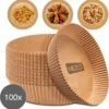 MEZO Airfryer Bakpapier 100 Stuks - 20cm - Heteluchtfriteuse Wegwerpbakjes - Geschikt Voor AirFryer Wegwerpbakjes - Bakpapier - Wegwerp Bakjes (100 Stuks) - Wegwerppapier 100 Stuks - Bakjes - Bakpapier Rond
