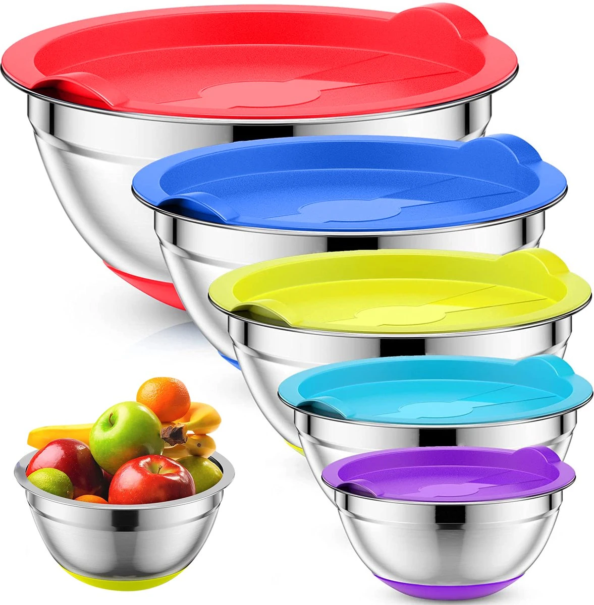 Strex Mengkommen Set 5 Delig - RVS - Mengkom Met Deksel - Beslagkom Met Deksel 1 Strex Mengkommen Set 5 Delig - RVS - Mengkom Met Deksel - Beslagkom Met Deksel