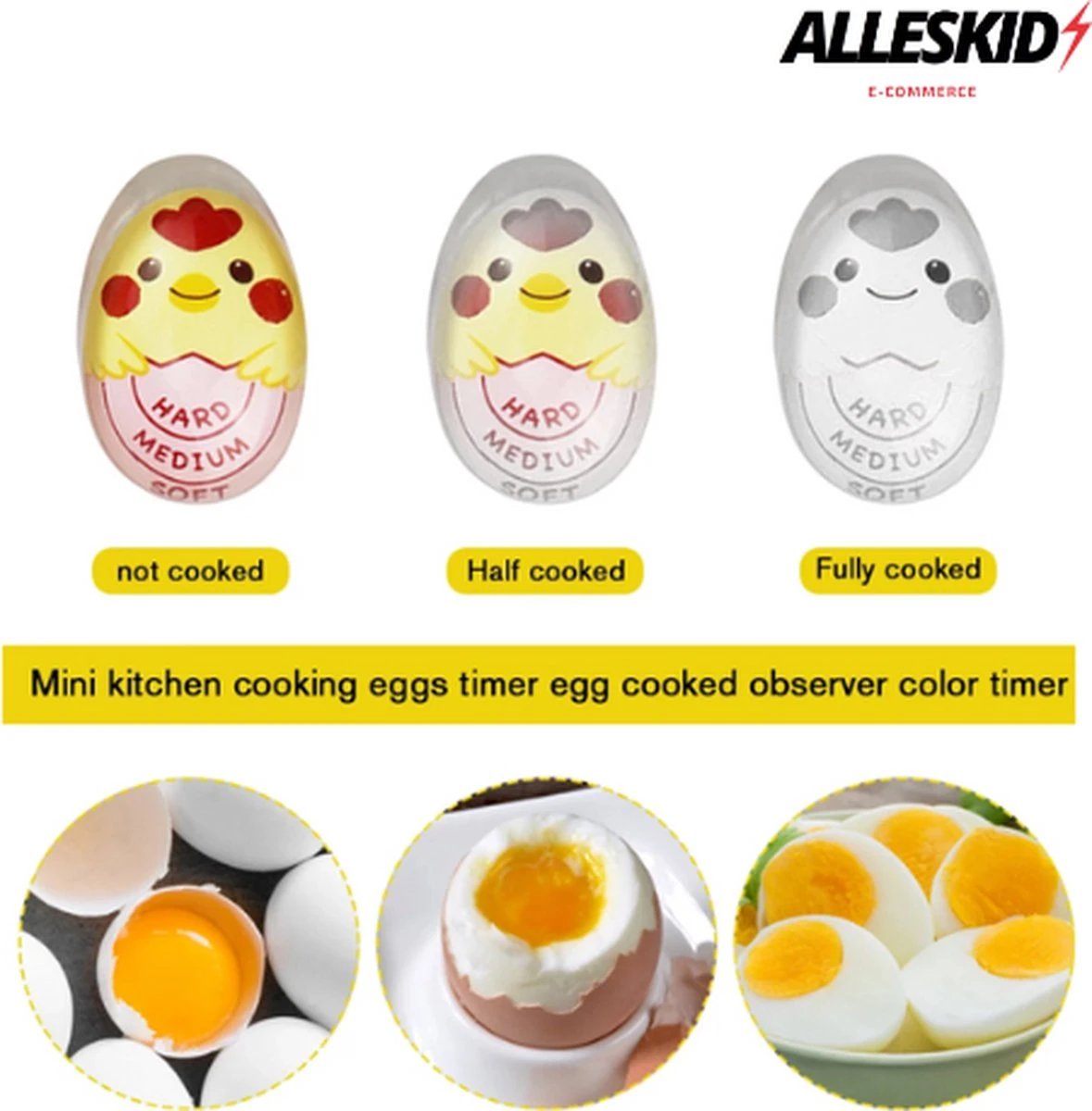 Kleurveranderende Ei Wekker - Makkelijk Eieren Koken - Eiertimer - Eggtimer - Eierwekker - Rood 2 Kleurveranderende Ei Wekker - Makkelijk Eieren Koken - Eiertimer - Eggtimer - Eierwekker - Rood - Afbeelding 2