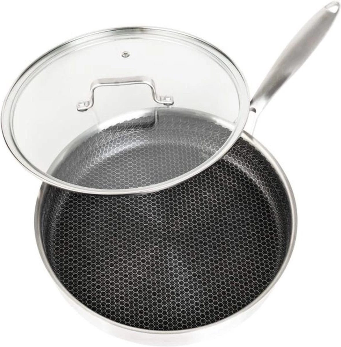 Honingraat Heavy Duty Anti-aanbak Koekenpan - Steelpan - Wok - Met Deksel 30 Cm - Gas - Elektrisch - Inductie - Oven 9 Honingraat Heavy Duty Anti-aanbak Koekenpan - Steelpan - Wok - Met Deksel 30 Cm - Gas - Elektrisch - Inductie - Oven - Afbeelding 9