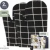 Ovenwanten Van Sophie Nordinn® - Ovenhandschoenen Lund (Raster Zwart) - Ovenwanten 2 Stuks - Katoen