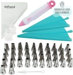 Int!rend 59-delige Spuitzakken Set Met 42 Genummerde RVS Spuitzakken, 2 Siliconenzakjes, 10 Spuitzakken, Reinigingsborsteltje, Decoratieve Spuit En Brochure -Merkloos Winkel 1182x1200 19