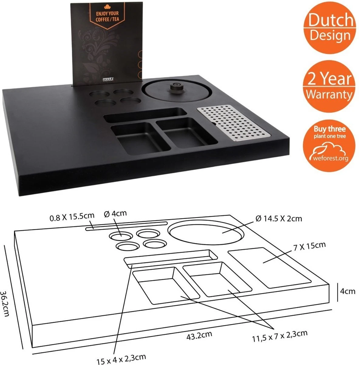 Hospitality Tray Roootz Venezia Inclusief Waterkoker En Leaflet - Capsulehouder Nespresso - Koffie Tray - Hittebestendig ABS 2 Hospitality Tray Roootz Venezia Inclusief Waterkoker En Leaflet - Capsulehouder Nespresso - Koffie Tray - Hittebestendig ABS - Afbeelding 2