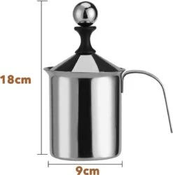 DOWO® - Melkopschuimer Handmatig - RVS - 400 Ml - Melkschuimer - Vaatwasserbestendig - Barista - Melkkan - Hittebestendige Bodem - Inductie -Merkloos Winkel 1184x1200 20