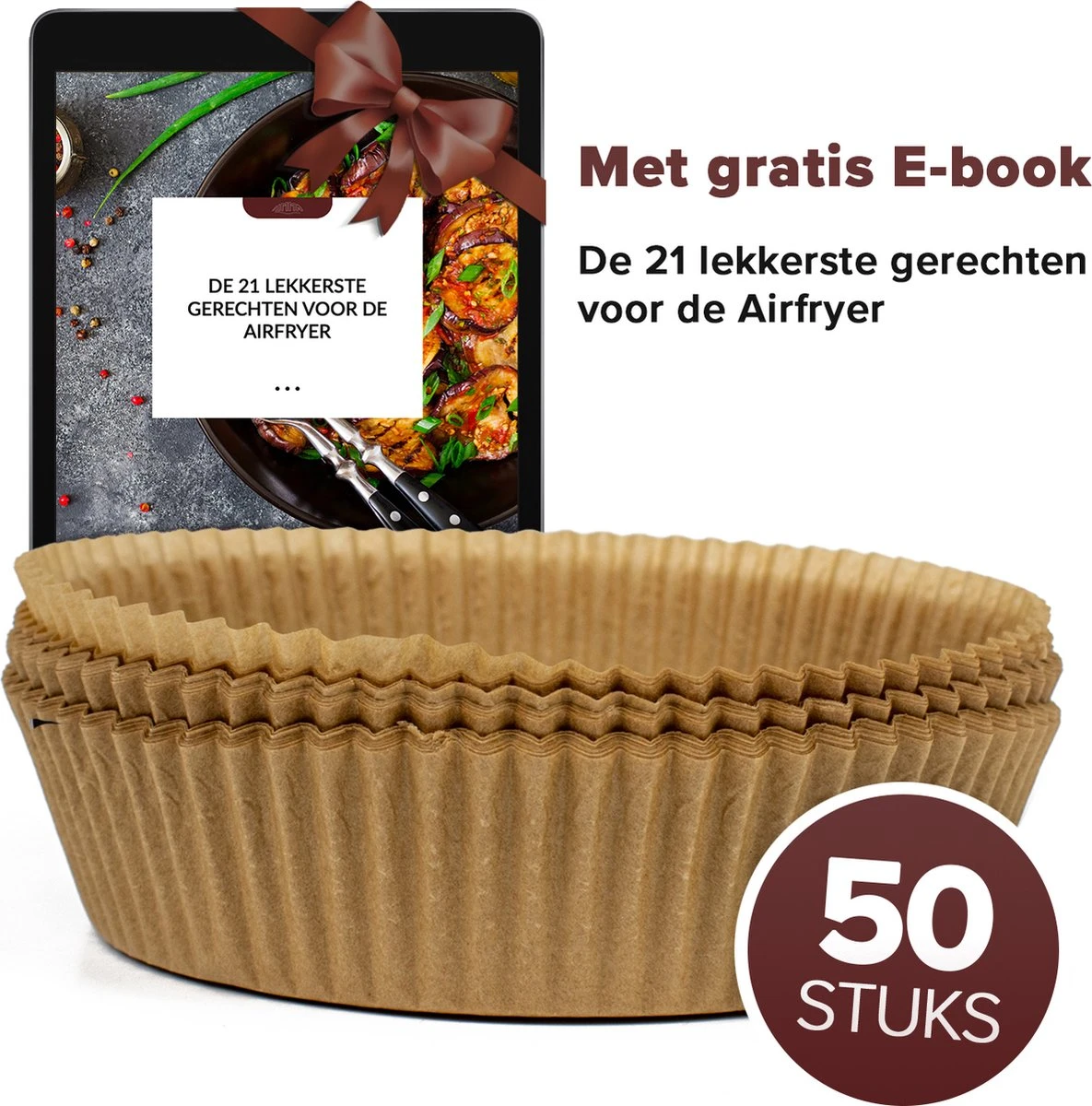 Nimma® Airfryer Bakpapier - 50 Stuks - Wegwerpbakjes Voor Airfryer XL En XXL - Incl. E-Book - 20cm 1 Nimma® Airfryer Bakpapier - 50 Stuks - Wegwerpbakjes Voor Airfryer XL En XXL - Incl. E-Book - 20cm