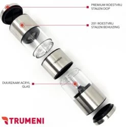 TRUMENI Dubbelzijdige Peper En Zoutmolen Set Inclusief Houder - Handmatige Pepermolen Met Instelbare Maalgraad - 2 Stuks Kruidenmolens -Merkloos Winkel 1185x1200 7