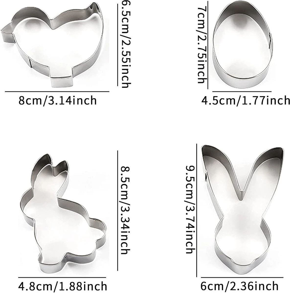 Merkloos Cookiecutters | Pasen 4 Stuks 2 Merkloos Cookiecutters | Pasen 4 Stuks - Afbeelding 2