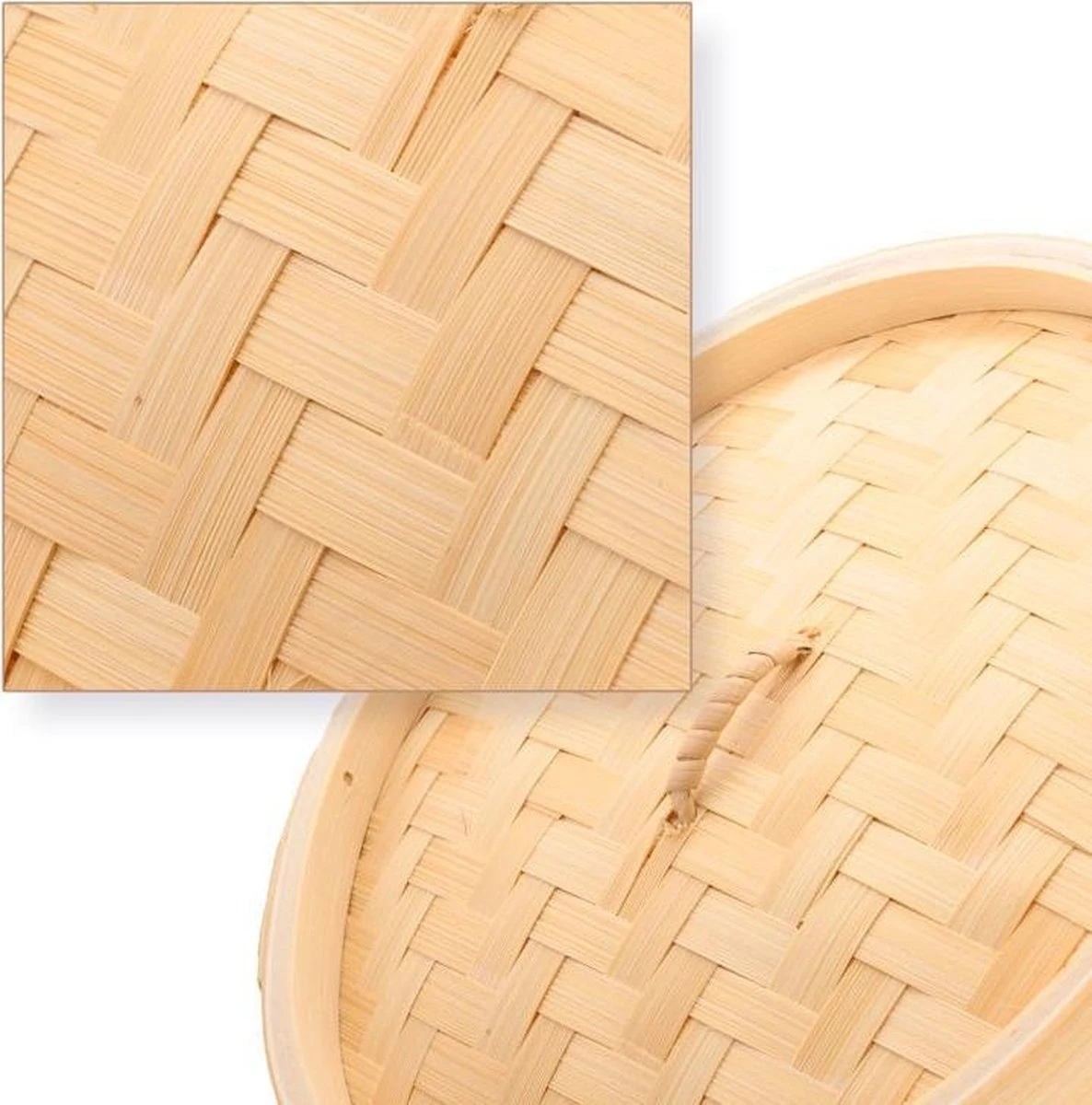 Merkloos Decopatent® 3 Delig Stoommandje Met Deksel - Ø20.5 Cm - Bamboe - Rijst Stoommanden - Stomer Steamer Cooker - Dim Sum Stoomschaal 3 Merkloos Decopatent® 3 Delig Stoommandje Met Deksel - Ø20.5 Cm - Bamboe - Rijst Stoommanden - Stomer Steamer Cooker - Dim Sum Stoomschaal - Afbeelding 3