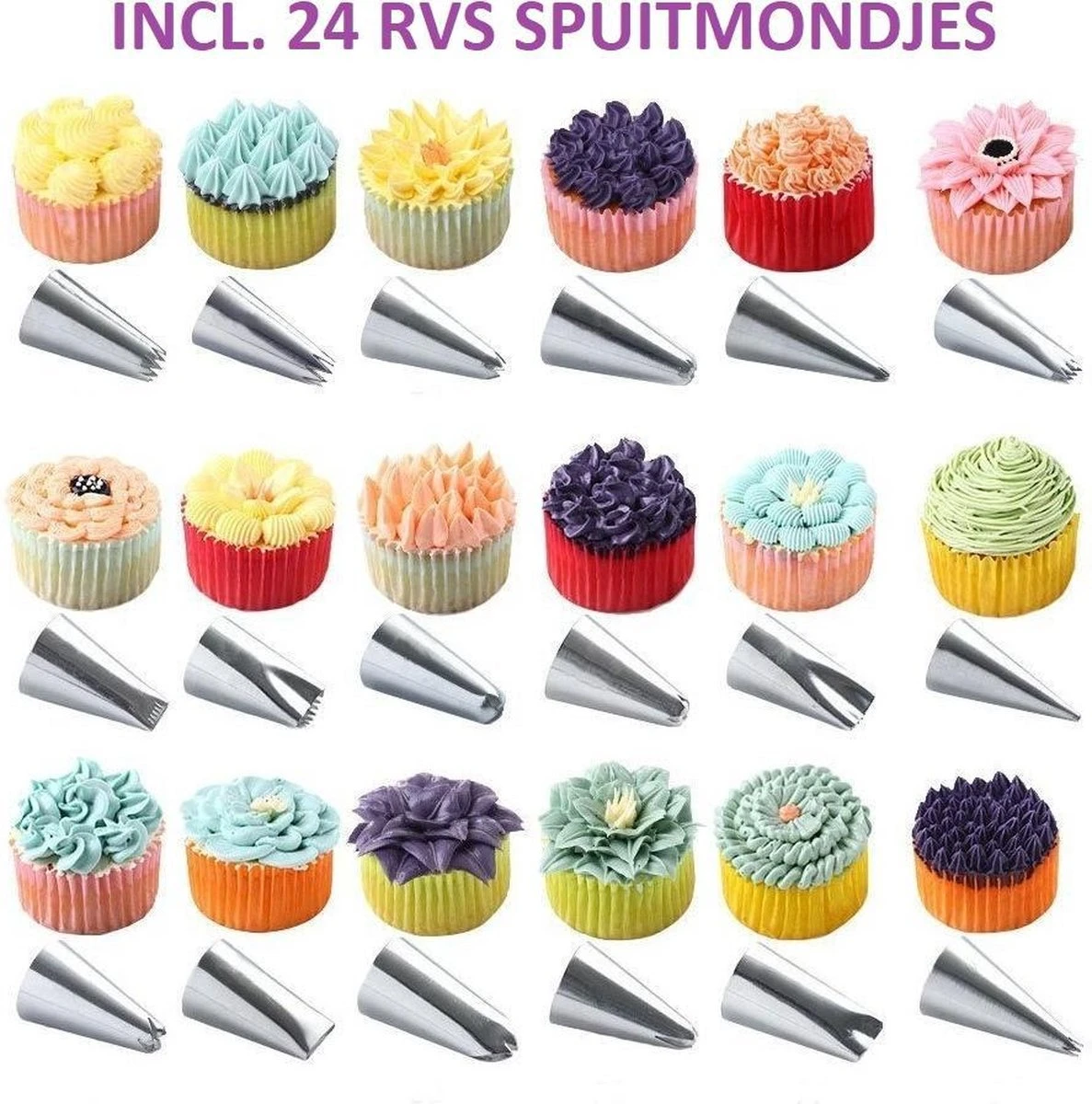 Taart En Cake Decoratie Set – Taart Bakken Accessoires Set – Taartversiering - Draaiplateau - RVS Spuitmondjes - 112 Delige 2 Taart En Cake Decoratie Set – Taart Bakken Accessoires Set – Taartversiering - Draaiplateau - RVS Spuitmondjes - 112 Delige - Afbeelding 2