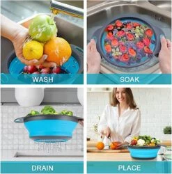 Royalty Line Vergiet Opvouwbaar - Keukenzeef - Vergieten & Zeven 2 Groot En 1 Klein - Keukengerei - Set Van 3 - Siliconen Vergiet - Inklapbare Zeef - Tuinzeef - BPA Vrij - Vaatwasbestendig - Hittebestendig - Makkelijk Opbergen - Rood/Groen/Blauw -Merkloos Winkel 1187x1200 6