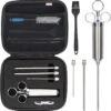 BooGoo® – Professionele RVS Marinade Injectiespuit Deluxe – Marinade Injector Inclusief Tas En Accessoires – Vlees Injectiespuit – Marinade Spuit - Marinade Kwast – BBQ Injectie Spuit Accesoires