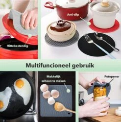 Merkloos Pannenonderzetter Hittebestendig - Siliconen Mat - Ovenwanten- Grijs - 4 Stuks -Merkloos Winkel 1190x1200 30