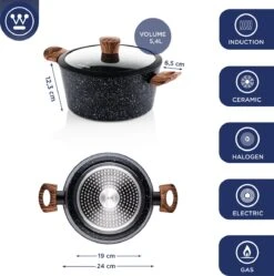 Westinghouse Kookpan/Braadpan Inductie - Ø 24 Cm - Zwart Marmer - Speciale Editie 9 Westinghouse Kookpan/Braadpan Inductie - Ø 24 Cm - Zwart Marmer - Speciale Editie -Merkloos Winkel 1190x1200 5