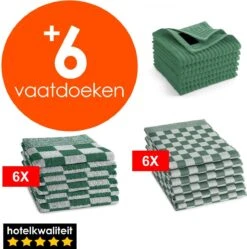 Zavelo 6x Theedoeken En 6x Keukendoeken Set + 6x VAATDOEKJES - 6x Theedoeken - 6x Keukendoeken - Groen