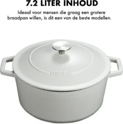 MOA Gietijzeren Braadpan - Inhoud 7,2 Liter - 30CM - Rond - Alle Warmtebronnen - Ook Voor Inductie - Gewicht 7,3 Kg - Wit - C30W -Merkloos Winkel 1192x1200 15