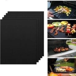 Merkloos BBQ Grill Mat - 6 Stuks - Anti Aanbak Oven Mat - Hittebestendig - Vaatwasser Bestendig - Herbruikbaar