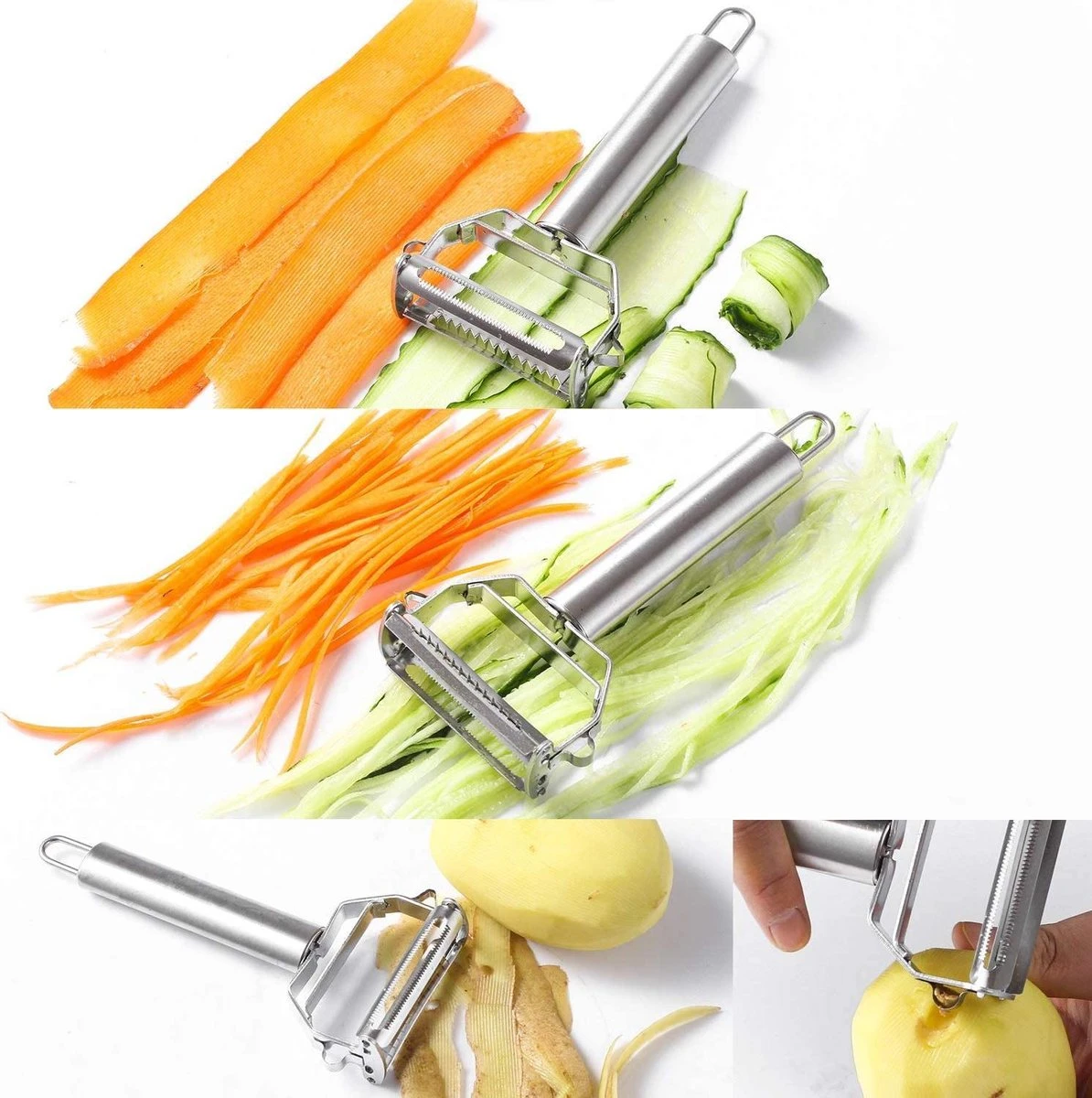 Merkloos Dunschiller - Julienne & Groenteschiller - Groentesnijder - Uiensnijder - Spiraalsnijder - Sliertensnijder - Multifunctionele 6 Merkloos Dunschiller - Julienne & Groenteschiller - Groentesnijder - Uiensnijder - Spiraalsnijder - Sliertensnijder - Multifunctionele - Afbeelding 6