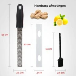 HGMD® Handrasp Lang - Rasp - Citroenrasp - Kaasrasp - Gemberrasp - Knoflookrasp - Smalle Lange Rasp - RVS Rasp - Inclusief Borstel -Merkloos Winkel 1194x1200 12
