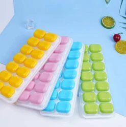 Siliconen IJsblokjesvorm Met Deksel (4 Stuks) - 56 Ijsblokjes - Herbruikbaar - Duurzaam - Vierkant - Blauw Groen Geel Roze -Merkloos Winkel 1195x1200 19