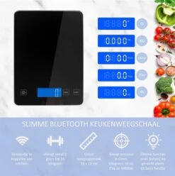 Hermanos® Digitale Precisie Keukenweegschaal - Weegschaal Keuken - 1 Gr Tot 15 Kg - Tarra Functie - Bluetooth Met Voedingsapp - Incl. Batterijen - Zwart -Merkloos Winkel 1195x1200 28