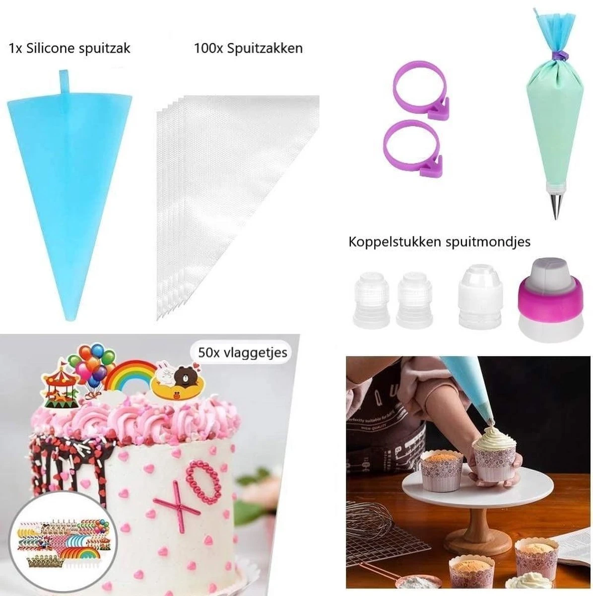 Taart En Cake Decoratie Set - 411 Delige - Taart Bakken Accessoires Set – Taartversiering - Draaiplateau - RVS Spuitmondjes 11 Taart En Cake Decoratie Set - 411 Delige - Taart Bakken Accessoires Set – Taartversiering - Draaiplateau - RVS Spuitmondjes - Afbeelding 11