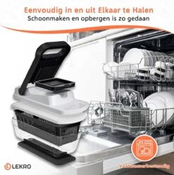 Lekro Multifunctionele Groentesnijder Met Glazen Ovenschaal - Mandoline - Uiensnijder - Frietsnijder - Groentensnijder- Anti-slip Mat - Glas & RSV - 12-delig -Merkloos Winkel 1196x1200 13