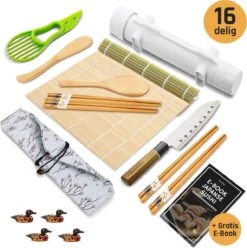 First Rate 16-Delige Sushi Set – XXL Sushi Set Met Bazooka – Snel En Makkelijk Sushi Maken – Sushi Maker – Sushi Kit – Sushi Set – Sushi Maker Set – Sushi Maker Bazooka – Sushi Roller – Sushi Rol Maker – XXL Sushi Set – Inclusief E-Book – Duurzaam