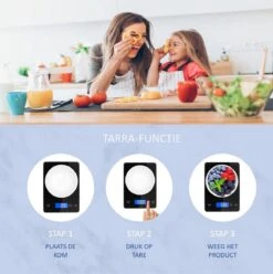 Hermanos® Digitale Precisie Keukenweegschaal - Weegschaal Keuken - 1 Gr Tot 15 Kg - Tarra Functie - Bluetooth Met Voedingsapp - Incl. Batterijen - Zwart -Merkloos Winkel 1197x1200 43