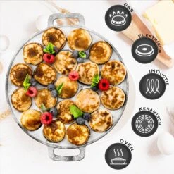 IRONO Poffertjespan Set - Incl. Doseerfles, Kwast En Vork - Poffertjespan Inductie En Electrisch - Poffertjesmaker 19 Poffertjes - Poffertjes Maken - Spuitfles - Cadeau Voor Mannen En Vrouwen -Merkloos Winkel 1198x1200 15
