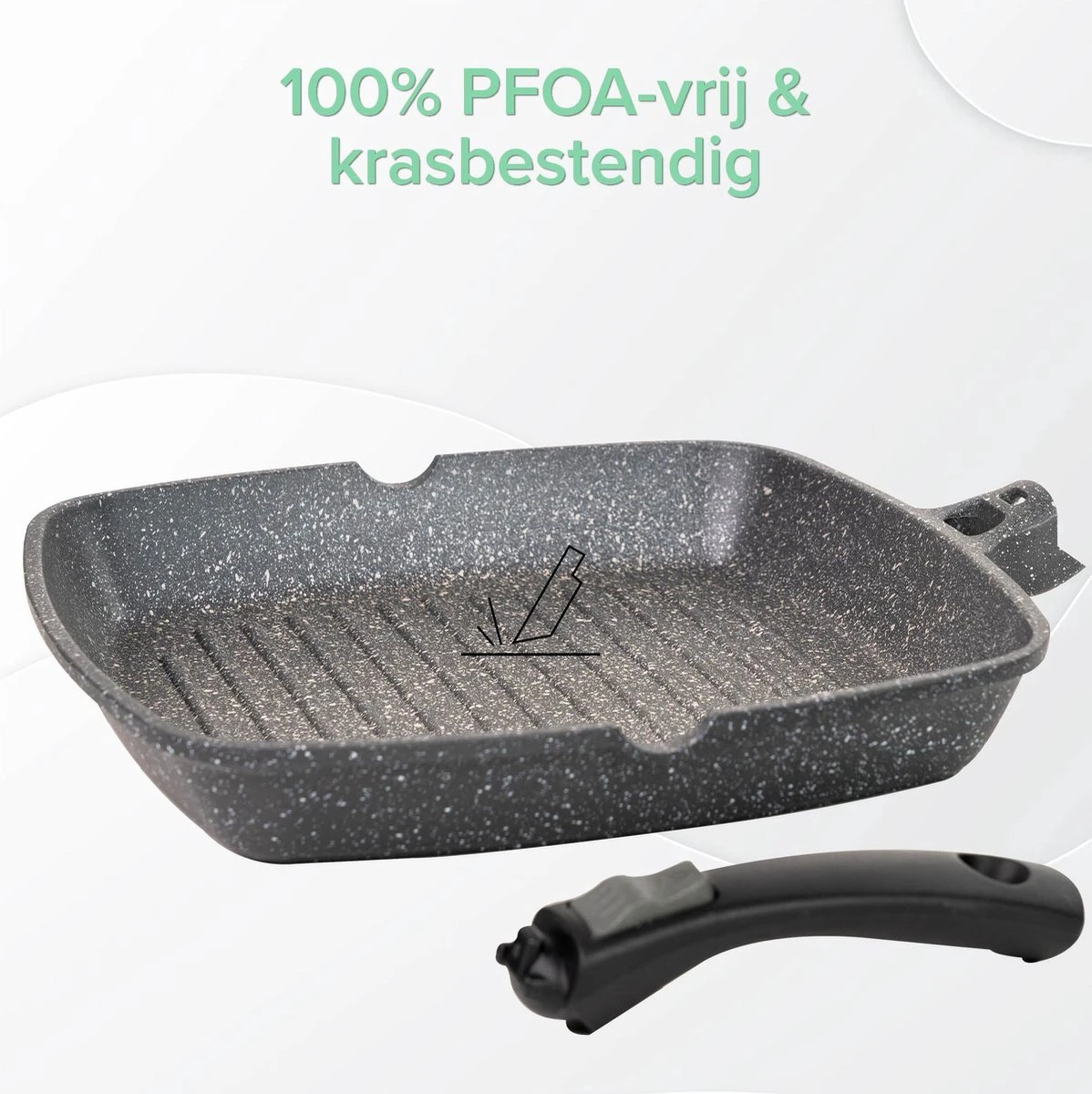 Coninx Grillpan 28CM - Steakpan - Afneembare Handgreep - PFAS-vrij - Grijs 4 Coninx Grillpan 28CM - Steakpan - Afneembare Handgreep - PFAS-vrij - Grijs - Afbeelding 4