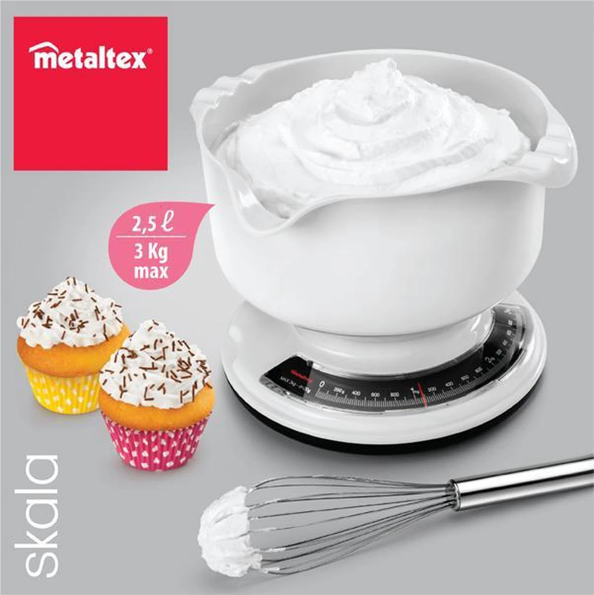 Tomado Metaltex - Skala Mechanische Keukenweegschaal - 3 Kg 3 Tomado Metaltex - Skala Mechanische Keukenweegschaal - 3 Kg - Afbeelding 3