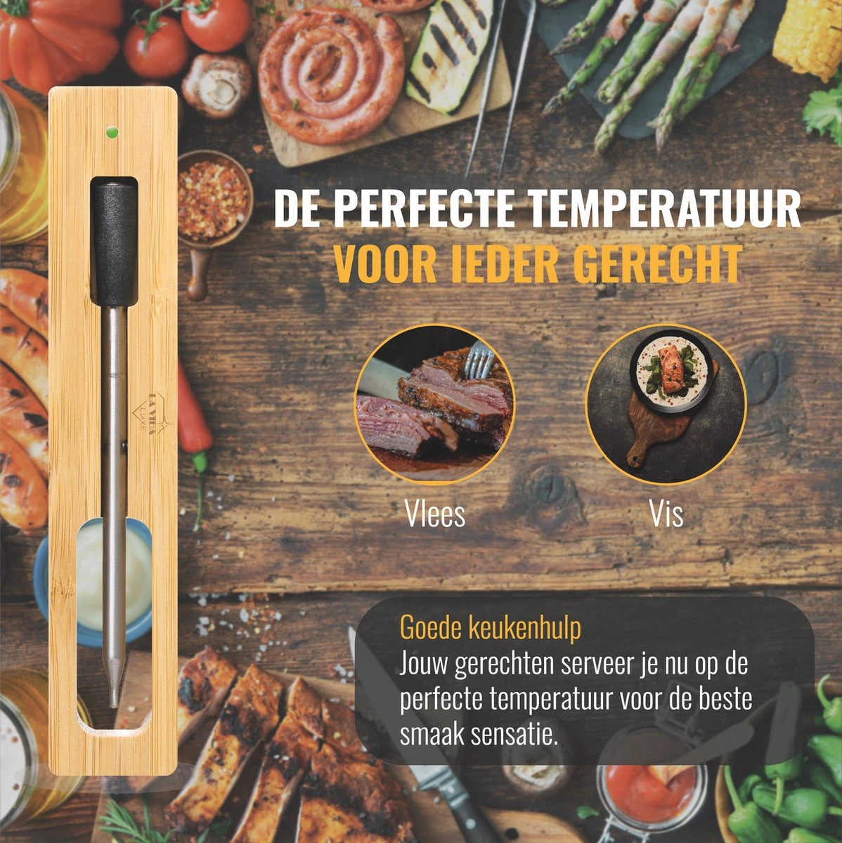 Draadloze Thermometer Met Bluetooth En App - Oven Thermometer - BBQ Thermometer - Keuken Thermometer 6 Draadloze Thermometer Met Bluetooth En App - Oven Thermometer - BBQ Thermometer - Keuken Thermometer - Afbeelding 6
