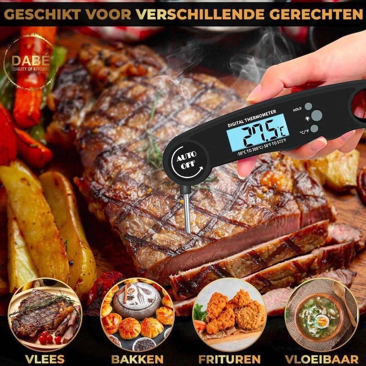 Dabé Draadloze Vleesthermometer - Keukenthermometer 8 Dabé Draadloze Vleesthermometer - Keukenthermometer - Afbeelding 8